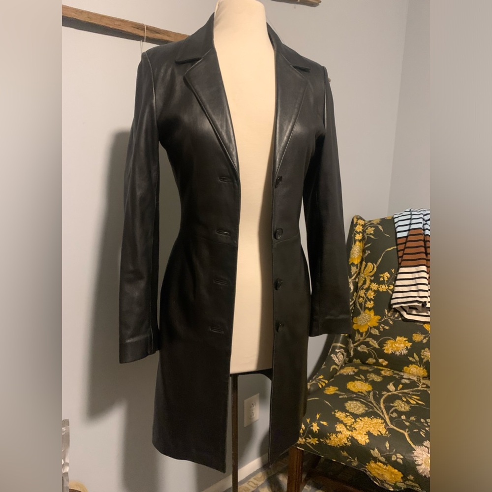Reilly Olmes Soft Leather Trench Coat.